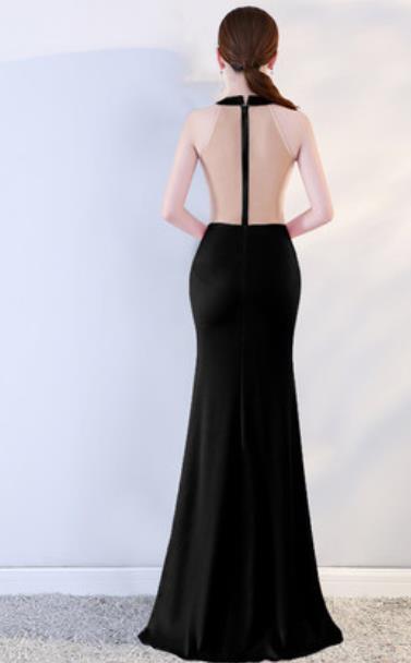 Top Grade Catwalks Black Paillette Sexy Evening Dress Compere Modern Fancywork Costume for Women