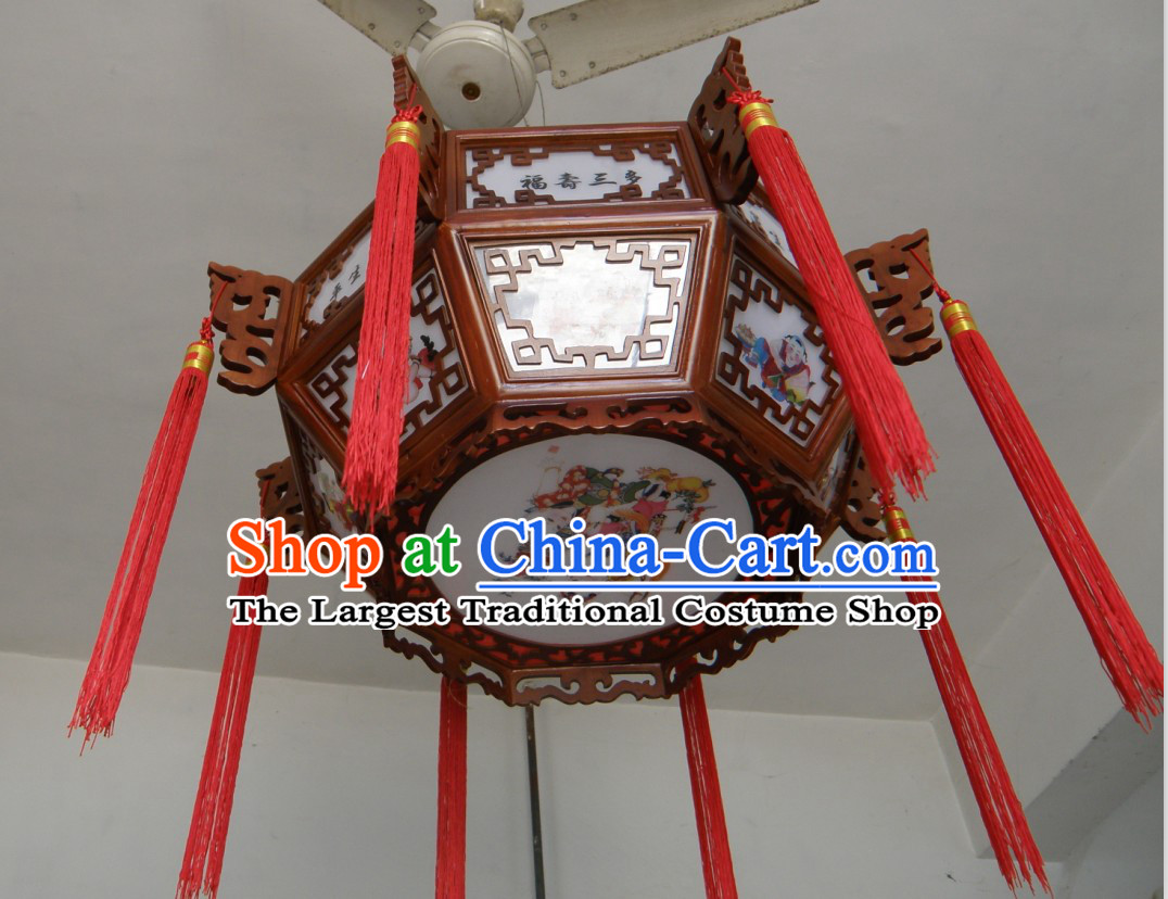 Chinese Hand Carved Traditional Painting Palace Ceiling Lantern