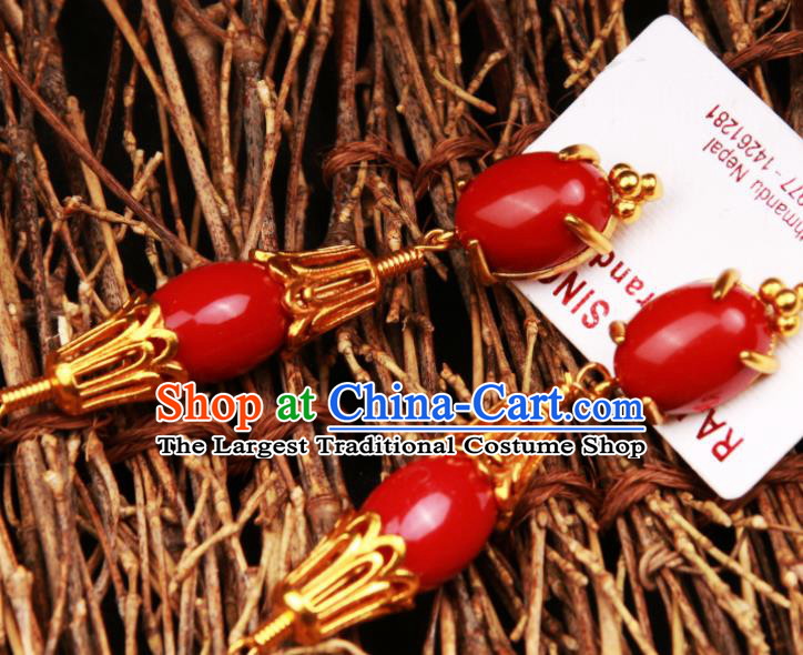 Chinese Traditional Tibetan Ethnic Ear Accessories Zang Nationality National Earrings for Women