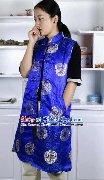 Chinese Traditional National Ethnic Royalblue Tibetan Vest Zang Nationality Costume for Women