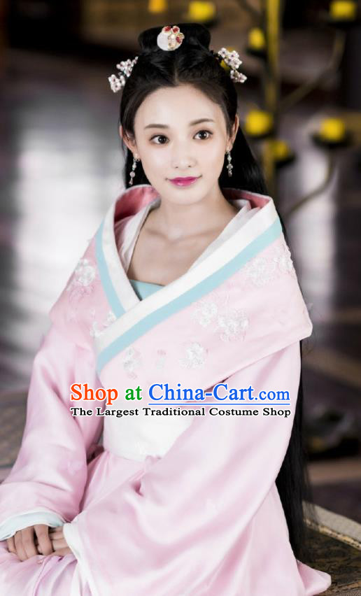 Traditional Chinese Ancient Drama Replica Costume Tang Dynasty Palace Princess Embroidered Hanfu Dress and Headpiece for Women