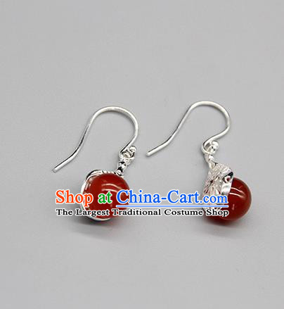 Chinese Traditional Mongolion Ethnic Agate Ear Accessories Mongol Nationality Handmade Earrings for Women