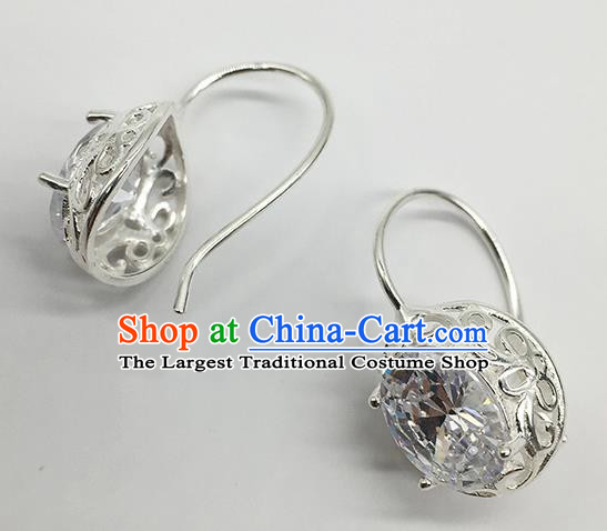 Chinese Traditional Mongolian Ethnic Accessories Mongol Nationality Crystal Earrings for Women