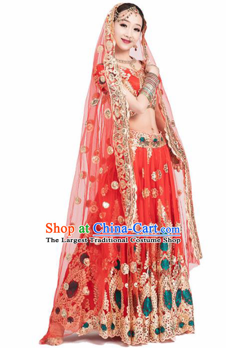 Asian India Traditional Costumes South Asia Indian Bollywood Belly Dance Red Dress for Women