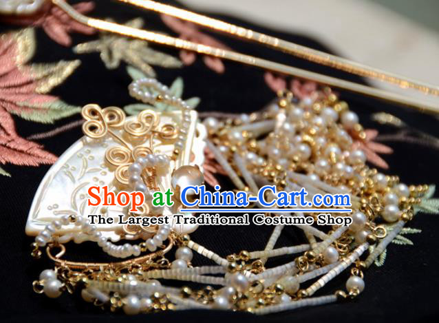Traditional Chinese Hanfu Hair Accessories Ancient Princess Tassel Shell Hair Claw Hairpins for Women