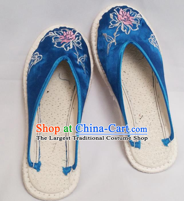 blue satin slippers