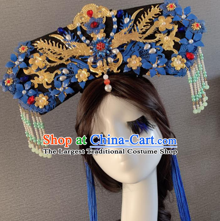 Chinese Handmade Qing Dynasty Hair Accessories Ancient Palace Queen Phoenix Coronet Headwear for Women
