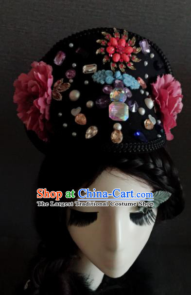 Traditional Chinese Qing Dynasty Manchu Imperial Consort Headwear Ancient Palace Queen Hair Accessories for Women