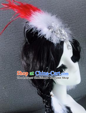 Top Grade Stage Performance Red Feather Hair Accessories Brazilian Carnival Halloween Headwear for Women