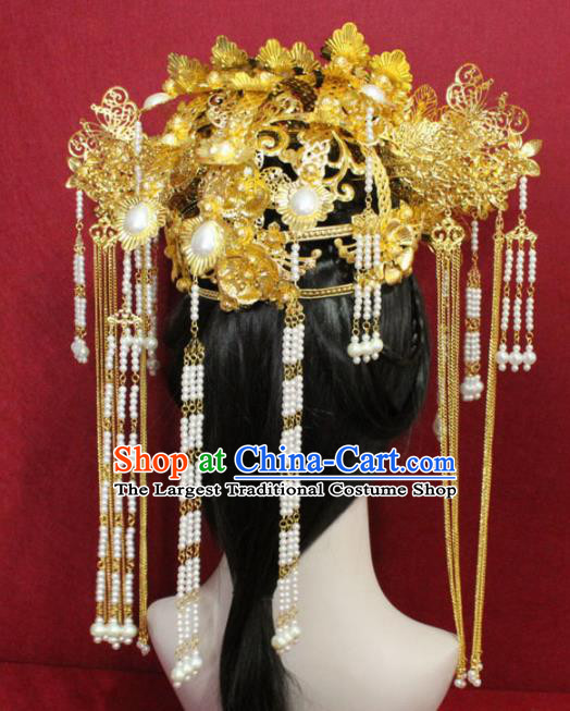 Chinese Ancient Queen Tassel Phoenix Coronet Hairpins Traditional Palace Wedding Hair Accessories for Women