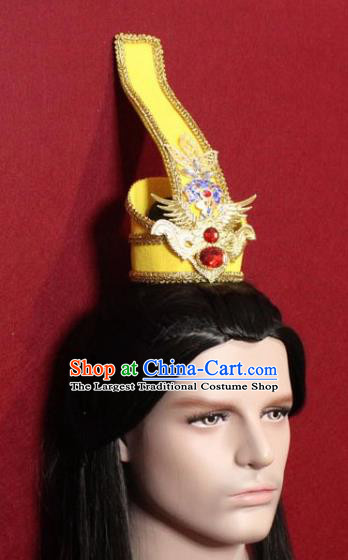 Handmade Chinese Han Dynasty Prince Golden Hairdo Crown Traditional Ancient Swordsman Hair Accessories for Men