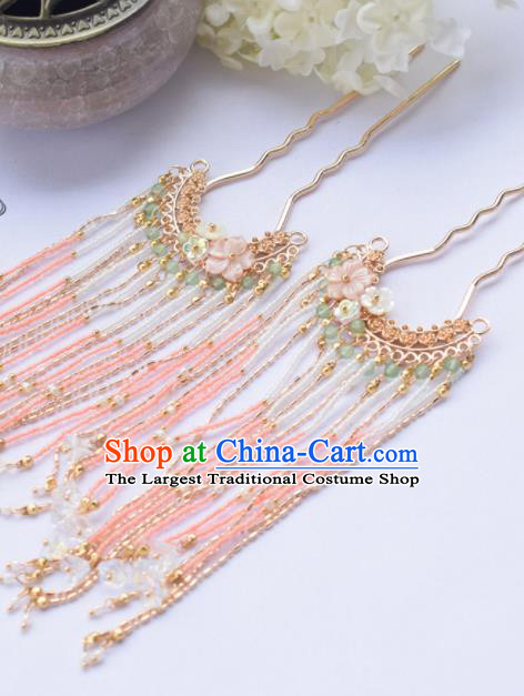 Chinese Ancient Princess Hairpins Beads Tassel Hair Clip Traditional Hanfu Hair Accessories for Women