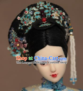 Chinese Ancient Manchu Concubine Headwear Traditional Qing Dynasty Palace Imperial Consort Hair Accessories for Women