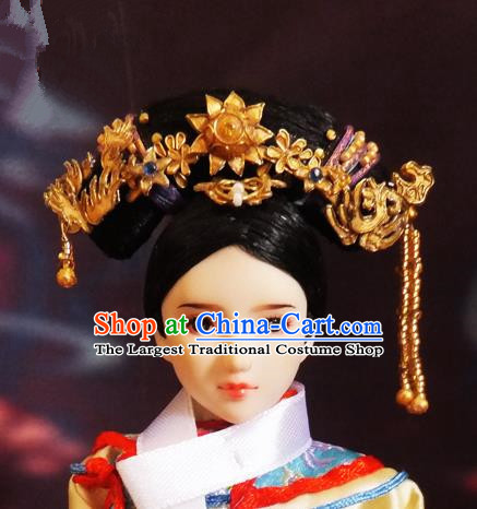 Chinese Ancient Palace Queen Headwear Traditional Qing Dynasty Manchu Empress Hair Accessories for Women