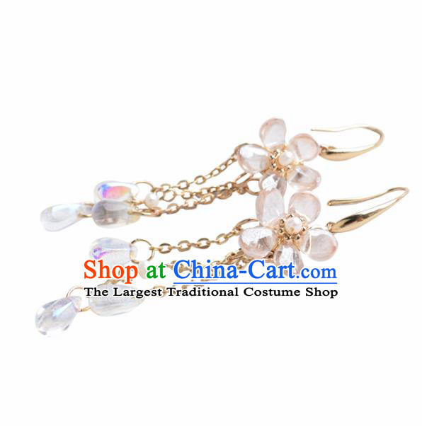 Chinese Ancient Princess Flower Ear Accessories Traditional Hanfu Golden Flower Earrings for Women
