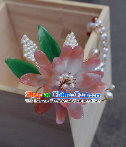 Chinese Ancient Princess Palace Lotus Pearls Tassel Hair Claw Hairpins Traditional Handmade Hanfu Hair Accessories for Women