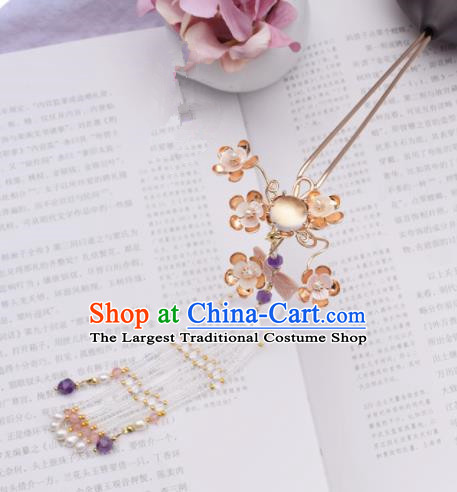 Chinese Ancient Princess Palace Opal Tassel Hairpins Traditional Handmade Hanfu Hair Accessories for Women