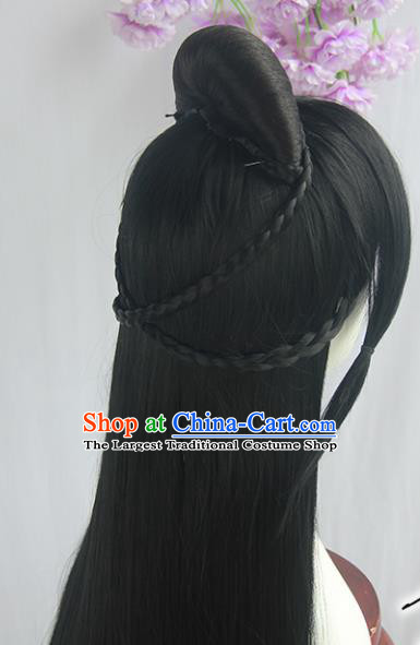 Handmade Chinese Ancient Ming Dynasty Princess Chignon Traditional Hanfu Wigs Sheath for Women