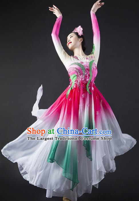 Chinese Classical Dance Stage Performance Costume Traditional Spring Festival Gala Dance Rosy Dress for Women