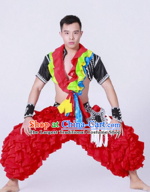 Chinese Miao Nationality Ethnic Dance Costume Traditional Minority Dance Clothing for Men