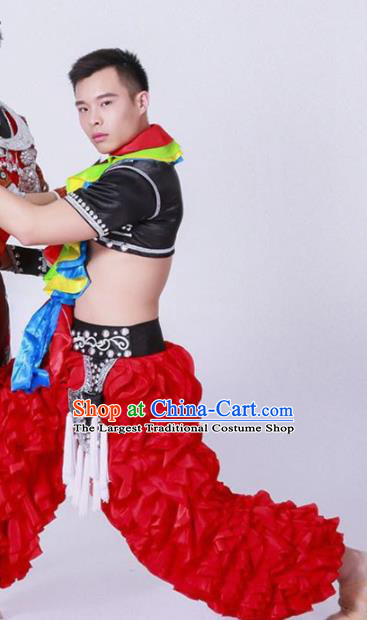 Chinese Miao Nationality Ethnic Dance Costume Traditional Minority Dance Clothing for Men