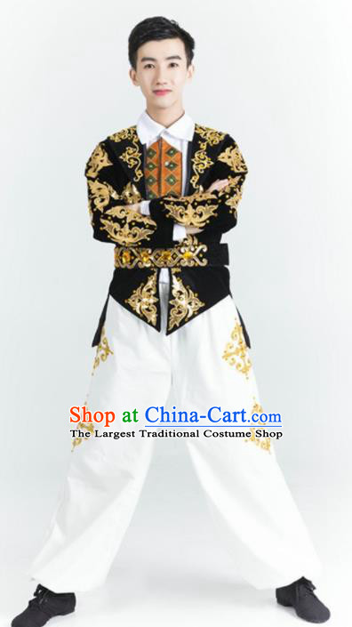 Chinese Uyghur Nationality Stage Performance Ethnic Dance Costume Traditional Uigurian Minority Folk Dance Clothing for Men