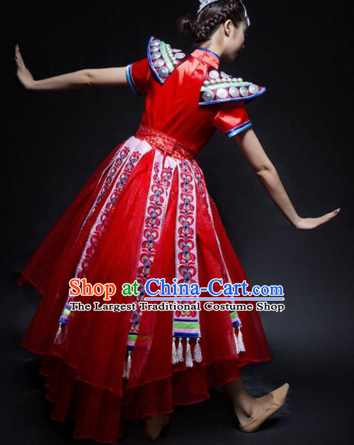 Chinese Traditional Miao Nationality Ethnic Princess Costume Minority Folk Dance Dress for Women