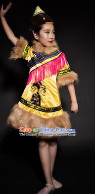 Chinese Oroqen Nationality Stage Performance Costume Traditional Ethnic Minority Clothing for Kids