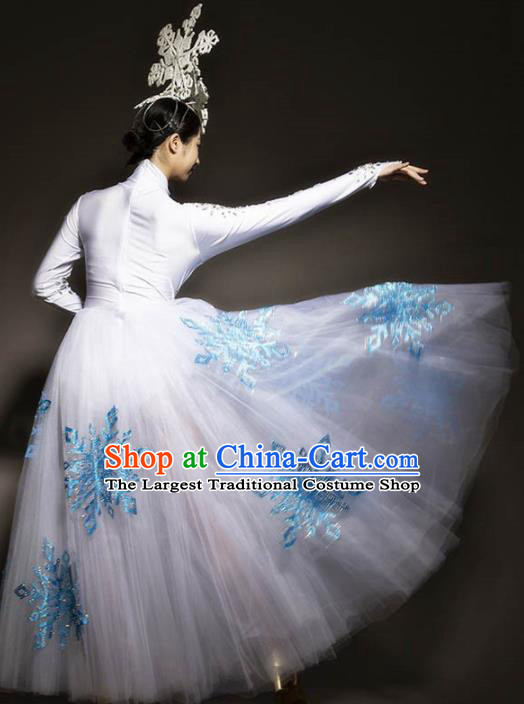 Chinese Spring Festival Gala Stage Performance White Veil Dress Traditional Modern Dance Opening Dance Costume for Women