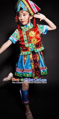 Chinese Kelao Nationality Stage Performance Costume Traditional Ethnic Minority Clothing for Kids