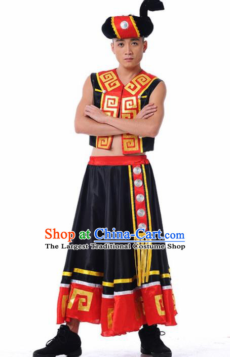Chinese Yi Nationality Stage Performance Ethnic Dance Costume Traditional Minority Folk Dance Clothing for Men
