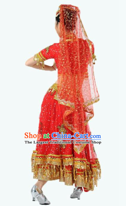 Indian Traditional Dance Costume Oriental Belly Dance Red Dress for Women