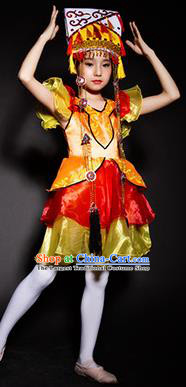 Chinese Khalkhas Nationality Ethnic Costume Traditional Minority Folk Dance Stage Performance Clothing for Kids