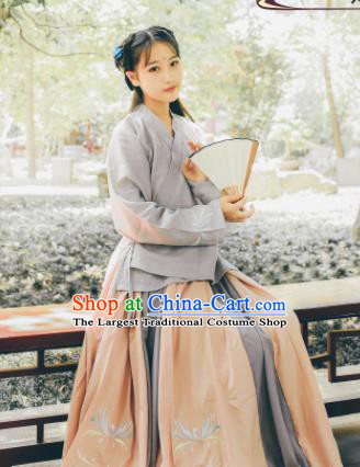 Traditional Chinese Ming Dynasty Village Girl Historical Costume Ancient Poor Lady Dress for Women