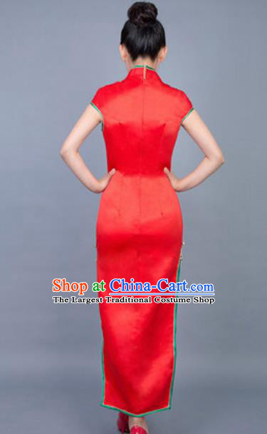 Chinese Traditional Tang Suit Costume National Cheongsam Red Qipao Dress for Women