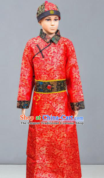 Chinese Manchu Nationality Ethnic Costume Traditional Minority Folk Dance Stage Performance Clothing for Men