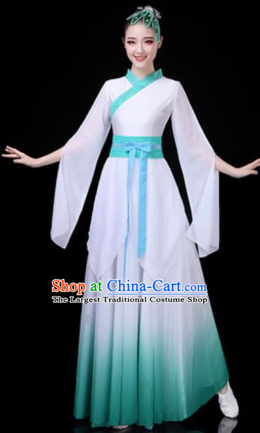 Traditional Chinese Classical Dance White Dress Umbrella Dance Stage Performance Costume for Women
