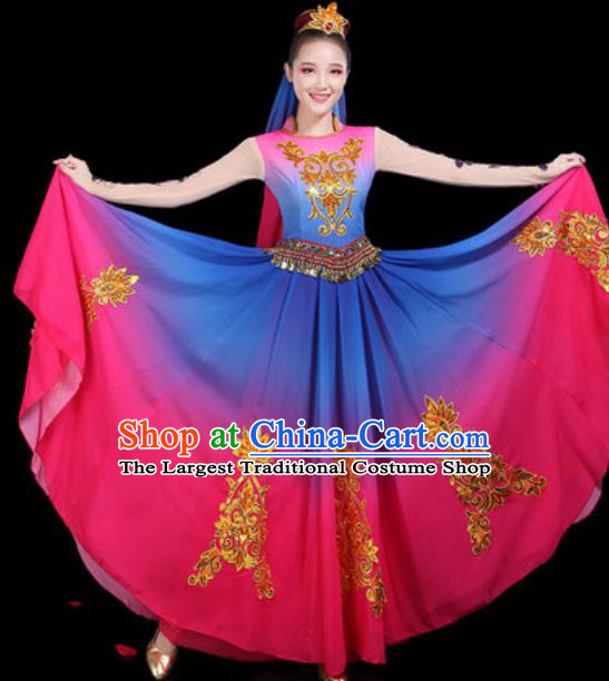 Traditional Chinese Minority Ethnic Dance Dress Uyghur Nationality Stage Performance Costume for Women