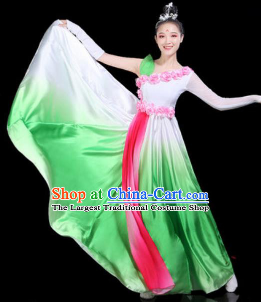 Traditional Chinese Spring Festival Gala Opening Dance Green Dress Modern Dance Stage Performance Costume for Women