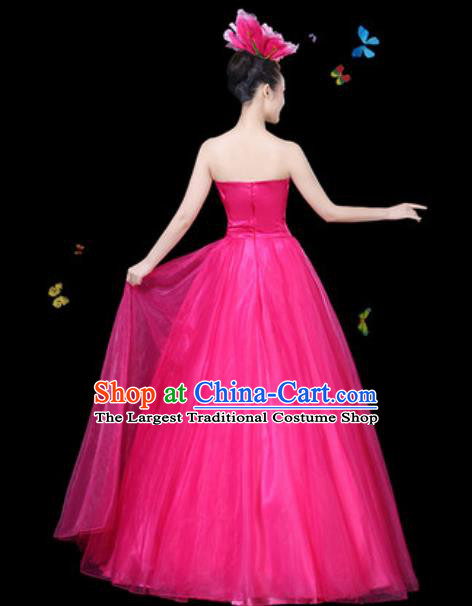 Traditional Chinese Modern Dance Lotus Dance Pink Dress Spring Festival Gala Opening Dance Stage Performance Costume for Women