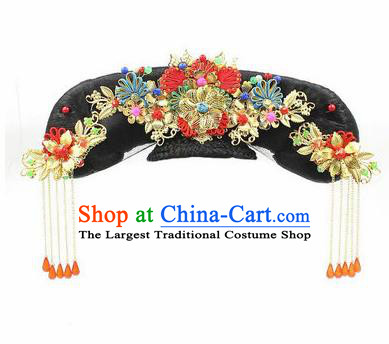 Traditional Chinese Qing Dynasty Imperial Consort Headwear Ancient Palace Manchu Hair Accessories for Women