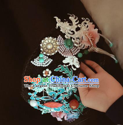 Traditional Chinese Qing Dynasty Palace Cloisonne Hat Headwear Ancient Manchu Lady Hair Accessories for Women
