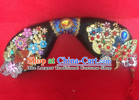Traditional Chinese Qing Dynasty Princess Headwear Ancient Manchu Lady Hair Accessories for Women