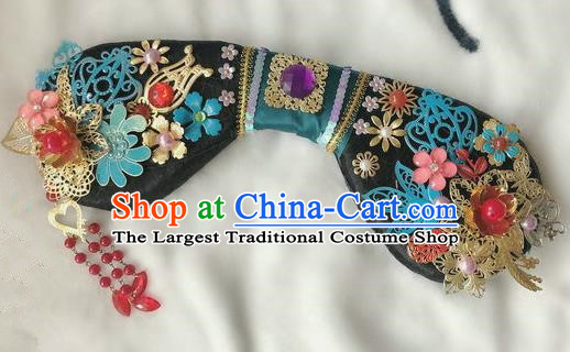 Traditional Chinese Qing Dynasty Imperial Consort Headwear Ancient Palace Manchu Hair Accessories for Women