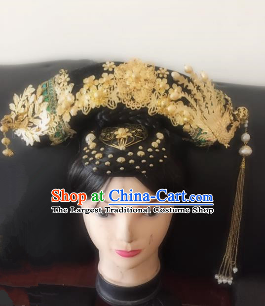 Chinese Traditional Qing Dynasty Princess Phoenix Coronet Headwear Ancient Palace Lady Hair Accessories for Women