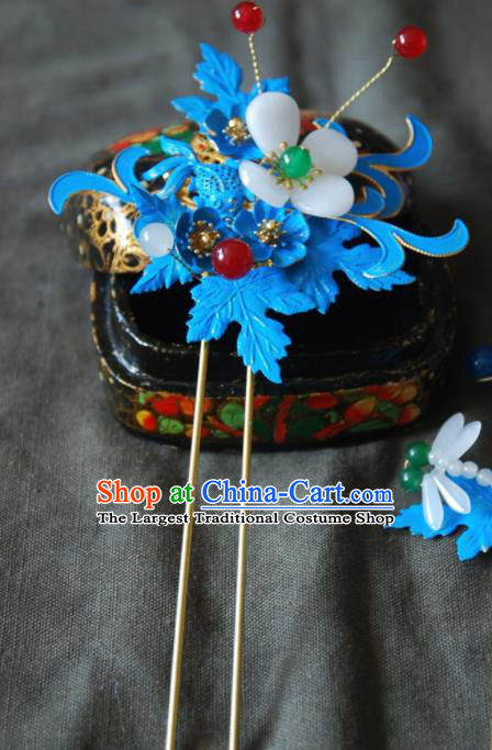 Handmade Chinese Ancient Qing Dynasty Imperial Consort Cloisonne Carp Hairpins Headwear Hair Accessories for Women