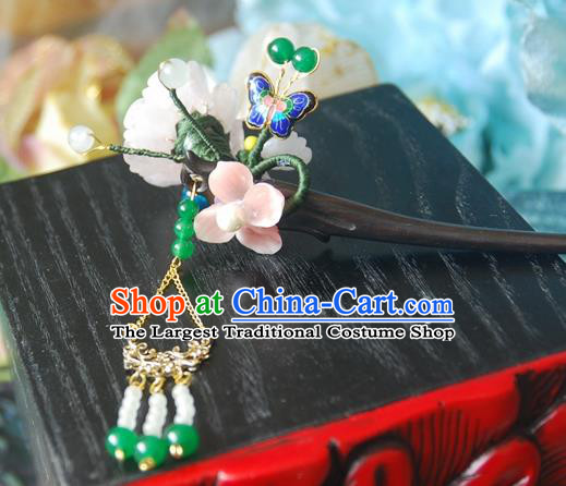 Handmade Chinese Ancient Princess Cloisonne Butterfly Lotus Hairpins Headwear Hair Accessories for Women