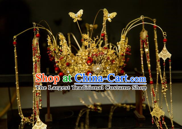 Chinese Handmade Hanfu Tassel Phoenix Coronet Hairpins Traditional Ancient Princess Hair Accessories for Women
