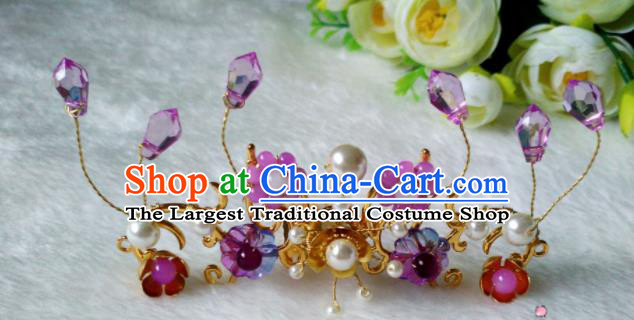 Chinese Handmade Hanfu Palace Purple Crystal Hair Comb Hairpins Traditional Ancient Princess Hair Accessories for Women