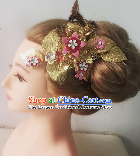Handmade Chinese Golden Leaf Hair Stick Traditional Hanfu Hairpins Ancient Tang Dynasty Princess Hair Accessories for Women